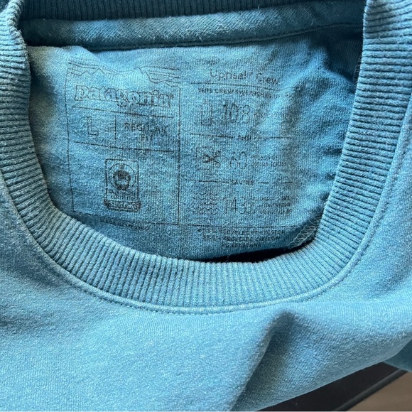 Patagonia Uprisal Crew Neck Sweatshirt Teal Blue Sweater Men’s Regular Size L - Picture 5 of 8